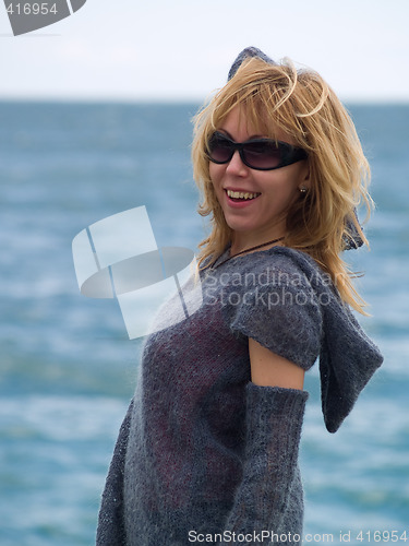 Image of Young Blonde Model Posing Beach