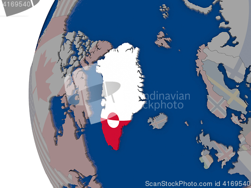 Image of Greenland with national flag