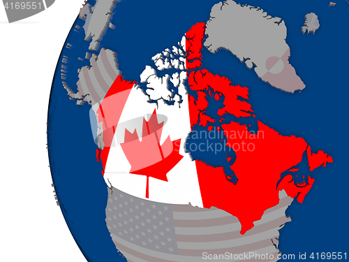 Image of Canada with national flag