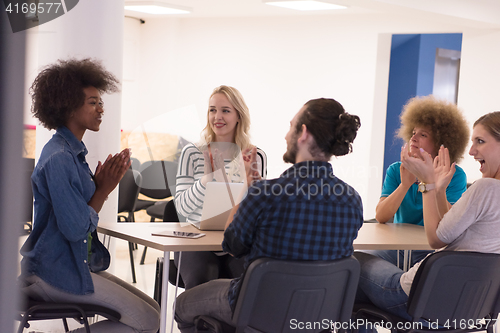 Image of Multiethnic startup business team on meeting