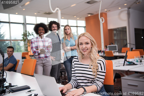 Image of informal business woman working in the office