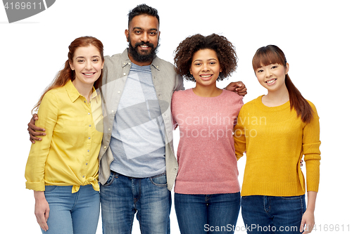 Image of international group of happy smiling people