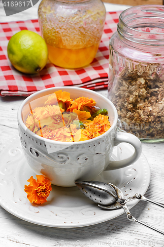 Image of Tea with marigolds