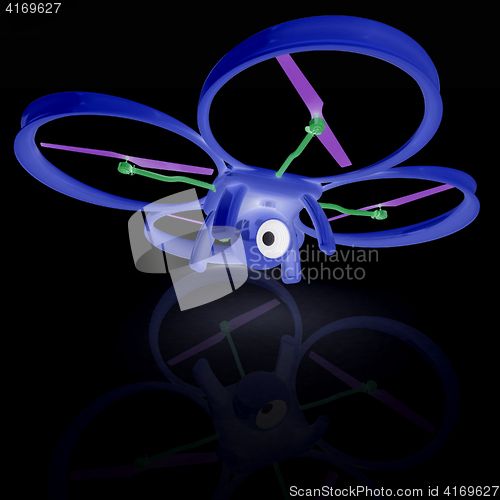 Image of Drone, quadrocopter, with photo camera. 3d render