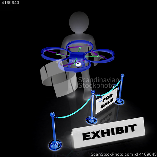 Image of Drone, quadrocopter, with photo camera at the technical exhibiti