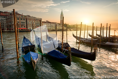 Image of Gondolas and sunset