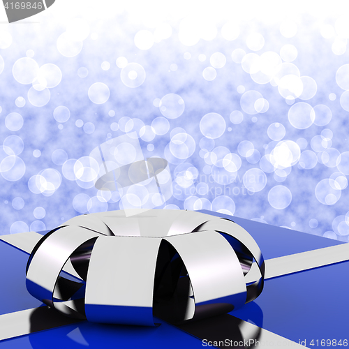 Image of Blue Giftbox With Bokeh Background For Husbands Birthday