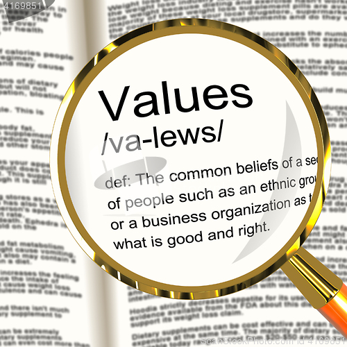 Image of Values Definition Magnifier Showing Principles Virtue And Morali