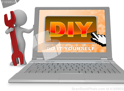 Image of Diy Button Represents Do It Yourself 3d Rendering