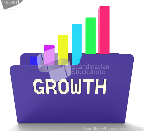 Image of Growth File Represents Business Graph And Binder 3d Rendering