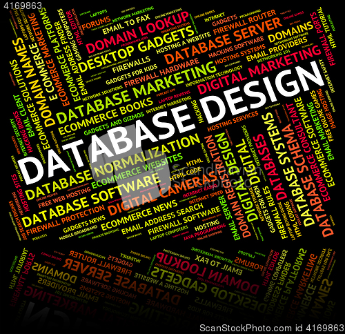 Image of Database Design Represents Computing Computer And Words
