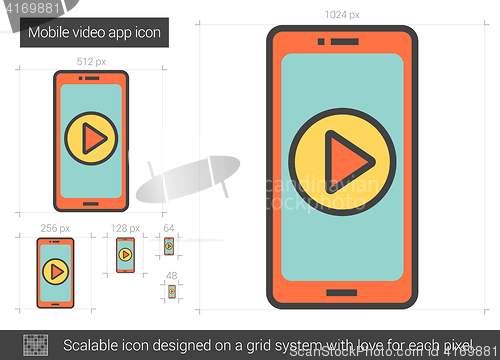 Image of Mobile video app line icon.