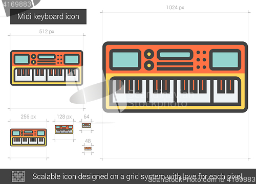 Image of Midi keyboard line icon.