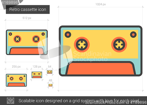 Image of Retro cassette line icon.