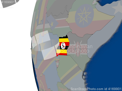 Image of Uganda with national flag
