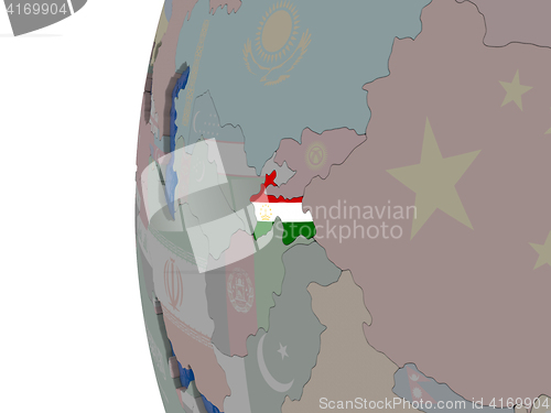 Image of Tajikistan with national flag