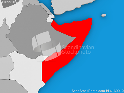 Image of Somalia in red on globe