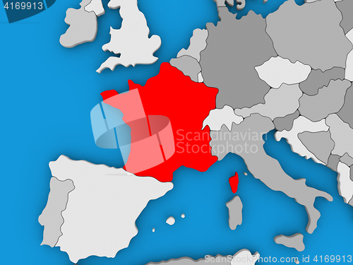 Image of France in red on globe