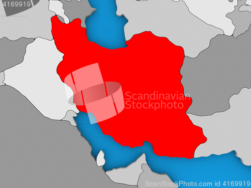 Image of Iran in red on globe