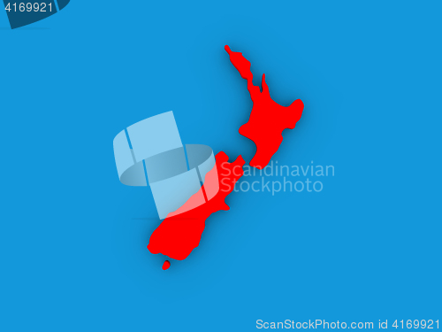 Image of New Zealand in red on globe