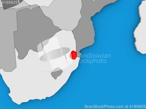 Image of Swaziland in red on globe