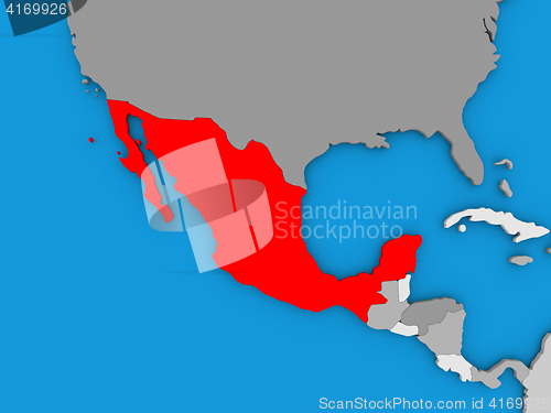 Image of Mexico in red on globe