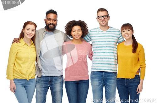 Image of international group of happy smiling people