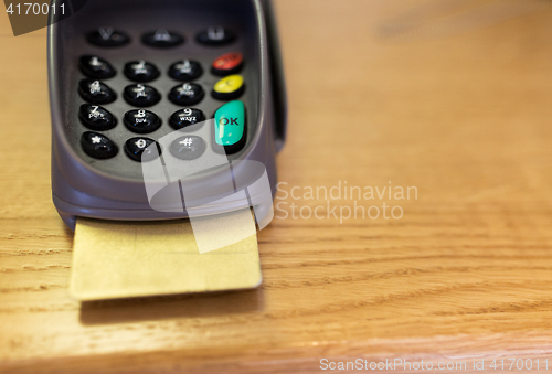 Image of close up of bank card reader or atm terminal