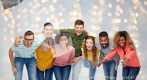 Image of international group of happy smiling people