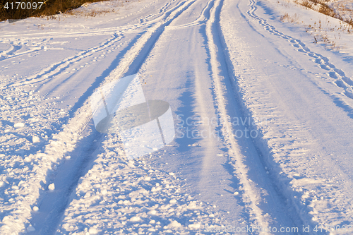 Image of winter road, close-up