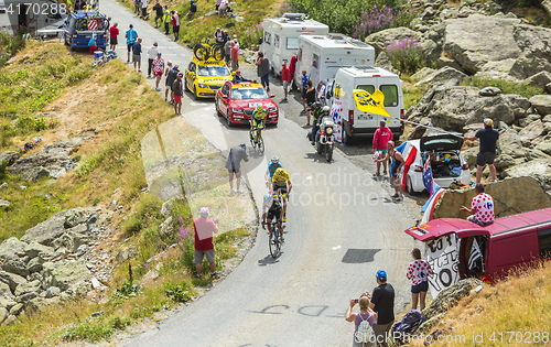 Image of The Yellow Jersey on the Mountains Roads - Tour de France 2015