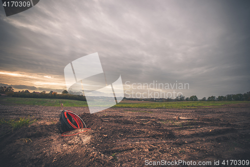 Image of Electrical cable on an empty construction site