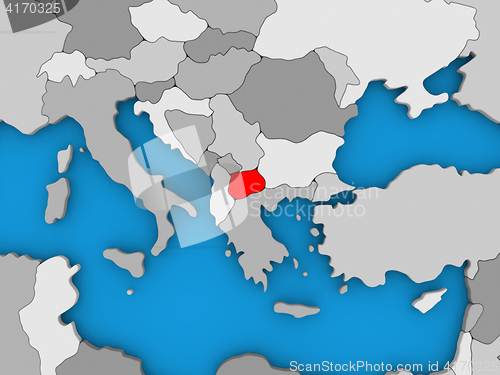 Image of Macedonia in red on globe