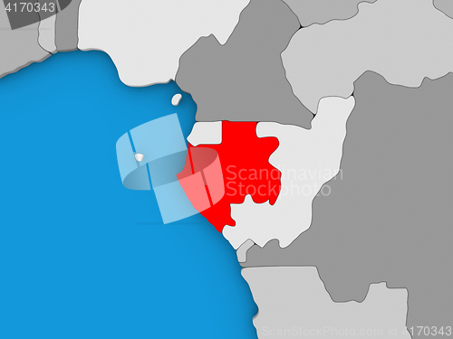 Image of Gabon in red on globe