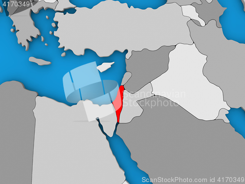 Image of Israel in red on globe