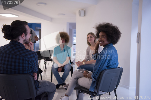 Image of Multiethnic startup business team on meeting