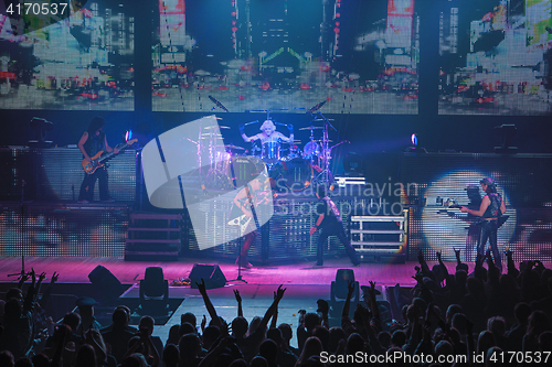 Image of Dnipropetrovsk, Ukraine - October 31, 2012: Scorpions rock band