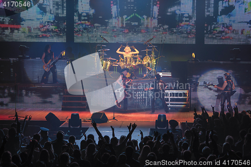 Image of Dnipropetrovsk, Ukraine - October 31, 2012: Scorpions rock band