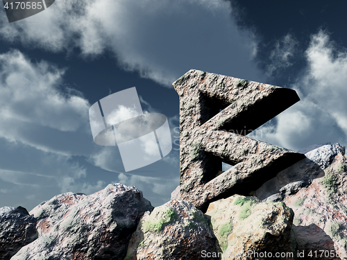 Image of rune rock under cloudy blue sky - 3d illustration