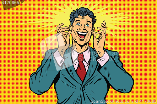 Image of happy man retro pop art vintage