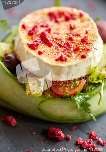 Image of close up of goat cheese salad with vegetables