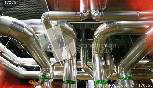 Image of Industrial zone, Steel pipelines, valves and ladders