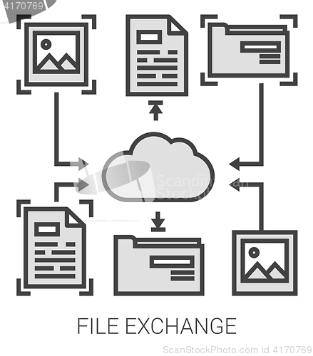Image of File exchange line infographic.