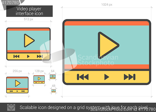 Image of Video player interface line icon.