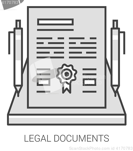 Image of Legal documents line infographic.