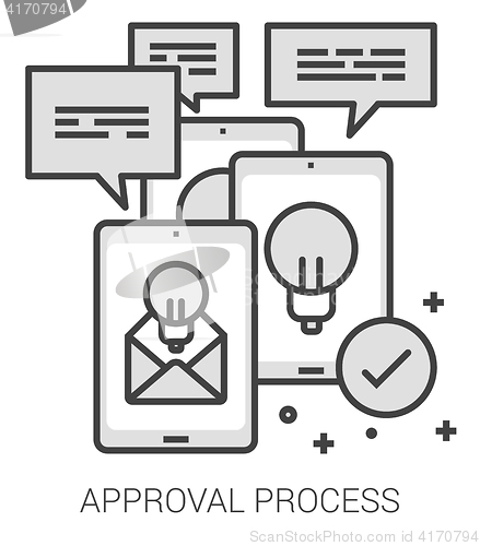 Image of Approval process line infographic.