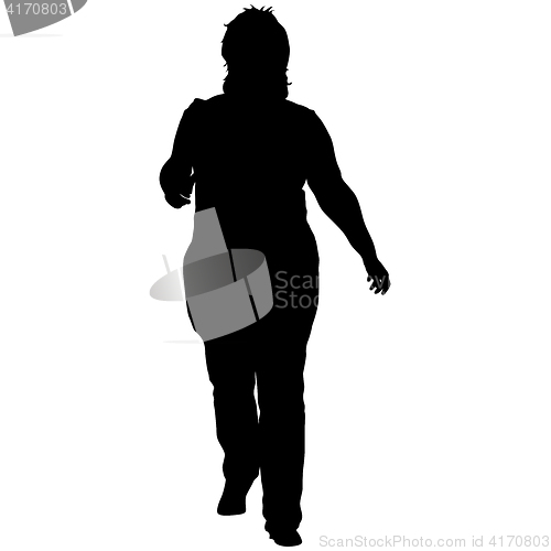 Image of Black silhouettes of beautiful woman on white background. illustration