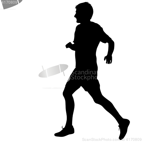 Image of Silhouettes. Runners on sprint, men. illustration