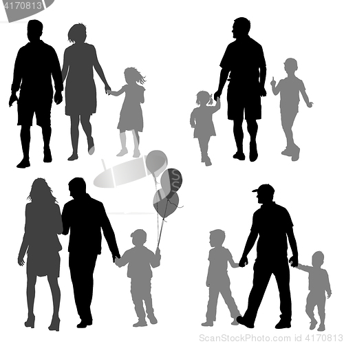 Image of Set silhouette of happy family on a white background. illustration.