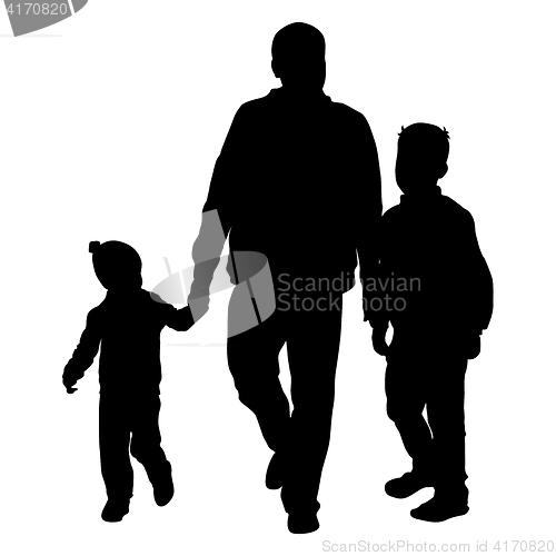 Image of Silhouette of happy family on a white background. illustration.